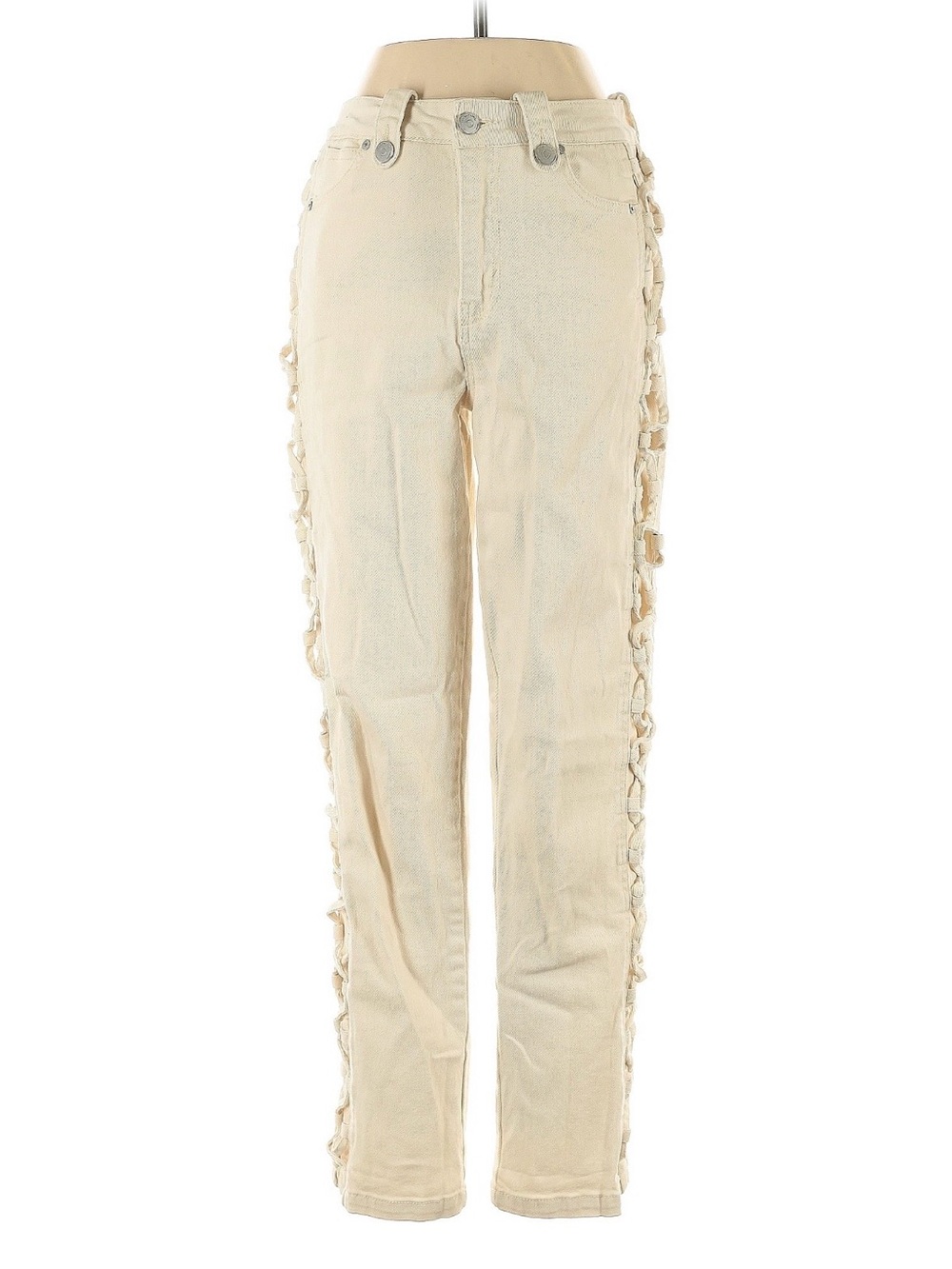 Habitual Cream Lace-Up Side Jeans